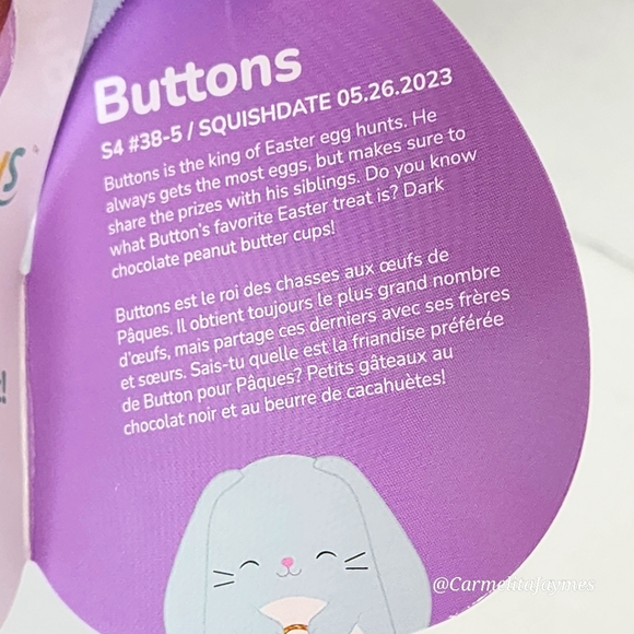 🐣 BUTTONS 🐰 Blue Bunny w Egg Basket Easter 2024 Original Squishmallow ☆》NWT《☆ - Picture 3 of 7